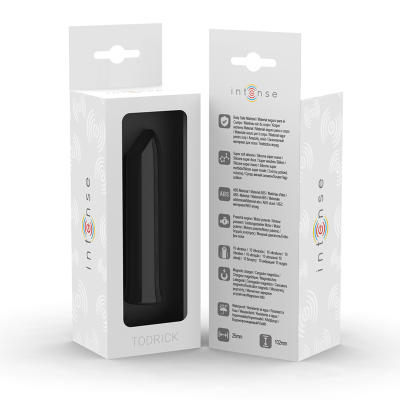 Embalagem branca da marca intense com produto preto chamado TODRICK