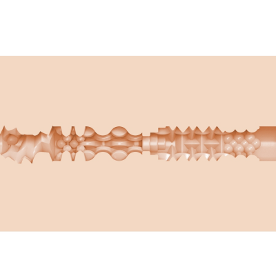 Objeto cilíndrico com múltiplas texturas e relevos cor de pele