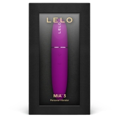 Vibrador pessoal roxo LELO MIA 3 numa caixa preta