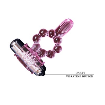 Anel vibratório rosa com esferas e botão ON/OFF de vibração