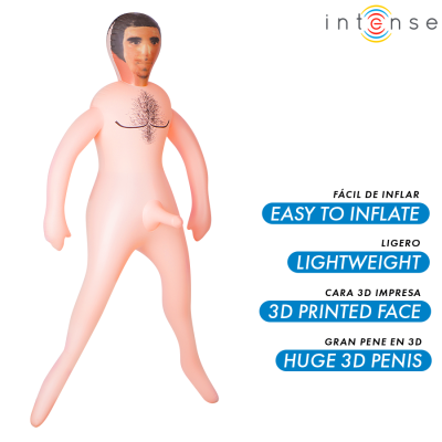 Boneco insuflável com face 3D e pénis saliente