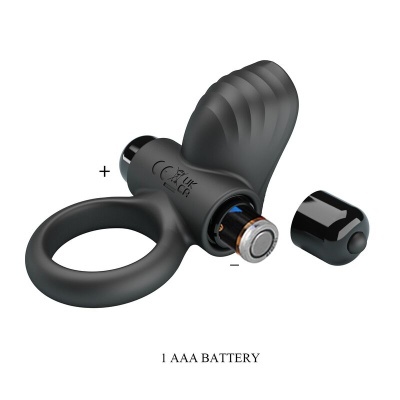 Anel vibratório preto com bateria AAA removível