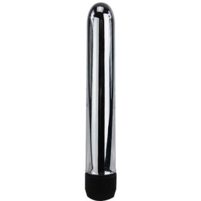 Vibrador prateado metálico com base preta