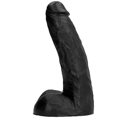 Dildo preto com textura realista e base larga
