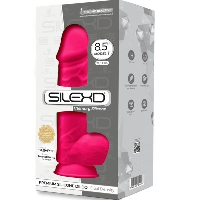 Embalagem a mostrar dildo rosa em silicone de dupla densidade