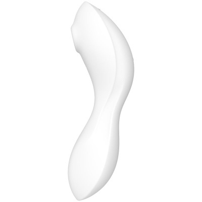 Dispositivo branco ergonómico e curvo sobre fundo branco