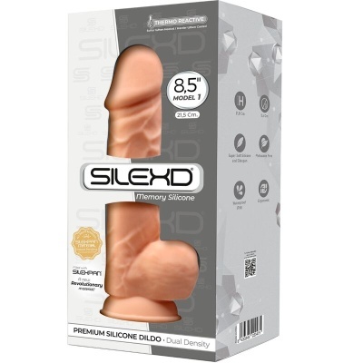 Embalagem de dildo de silicone cor pele SILEXD com 21,5 cm Modelo 1
