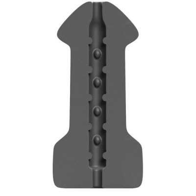 Molde de borracha preta com relevos circulares e ranhuras internas