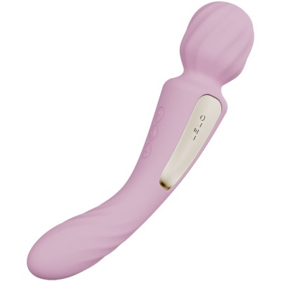 Vibrador rosa de silicone com botão branco e textura ondulada