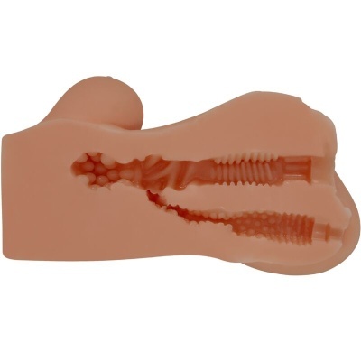 Masturbador masculino em silicone cor pele com textura interna detalhada