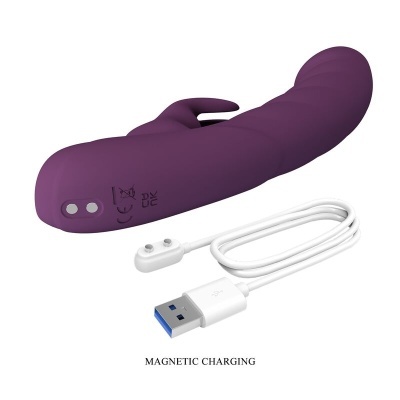 Vibrador roxo com cabo de carregamento USB branco