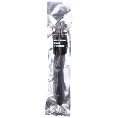 Embalagem transparente com produto preto etiquetado Silicone Anal Douche