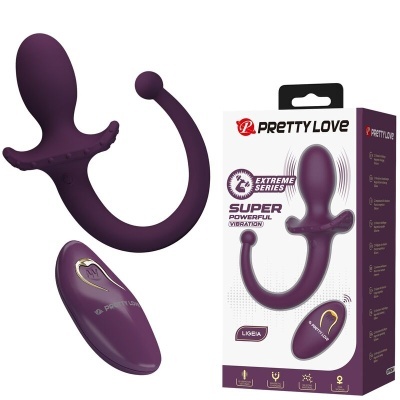 Vibrador roxo com comando remoto e embalagem Pretty Love Extreme Series