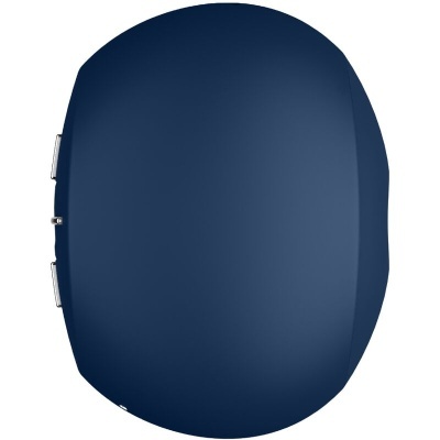 Caixa oval azul escura com botões prateados