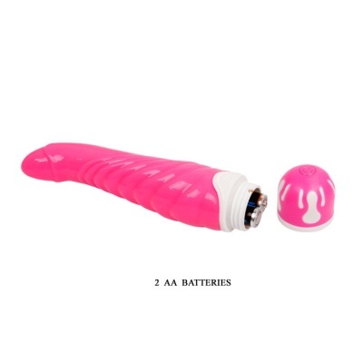 Vibrador rosa em silicone com tampa removível para pilhas AA