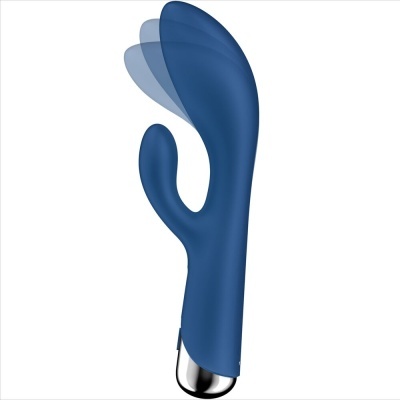 Vibrador azul anatómico com base metálica