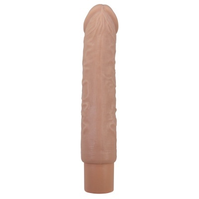 Vibrador cor de pele com textura realista e base lisa