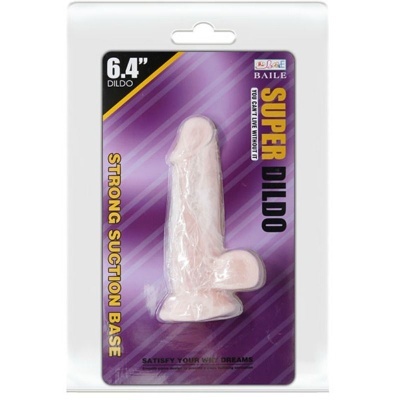 dildo 6.4 polegadas com base de sucção em embalagem roxa