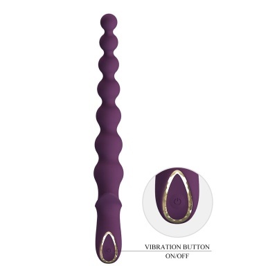 Produto roxo texturizado com botão de vibração dourado