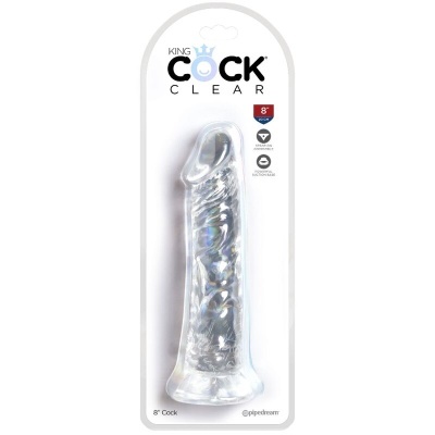 Dildo transparente KING COCK CLEAR 20 cm com base larga embalada