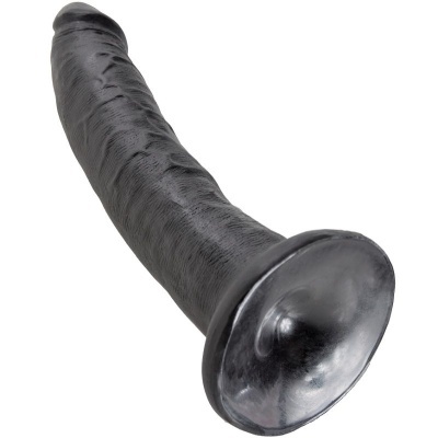 Dildo preto com textura detalhada e base ventosa