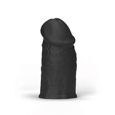 Acessório sexual preto em silicone com textura anatómica