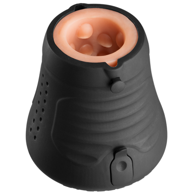 Dispositivo portátil preto com interior cor de pele e várias protuberâncias