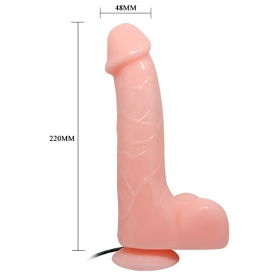 Vibrador rosa com ventosa e textura veias sobre fundo branco