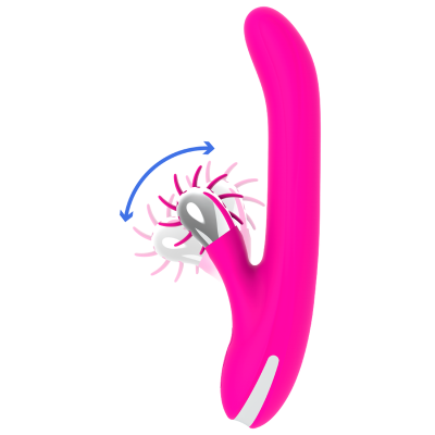 Vibrador cor-de-rosa com estimulador giratório
