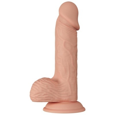 Dildo realista cor bege com base de fixação.