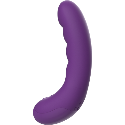 Vibrador ergonómico roxo, superfície lisa e curvada