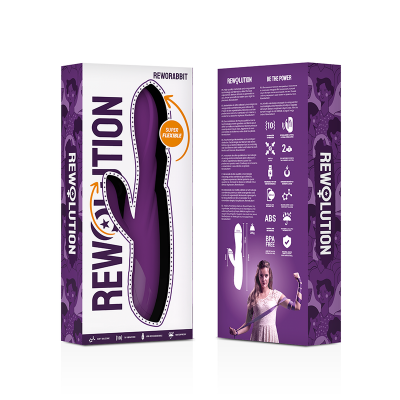 Embalagem roxa do vibrador REWOLUTION da REWORABBIT