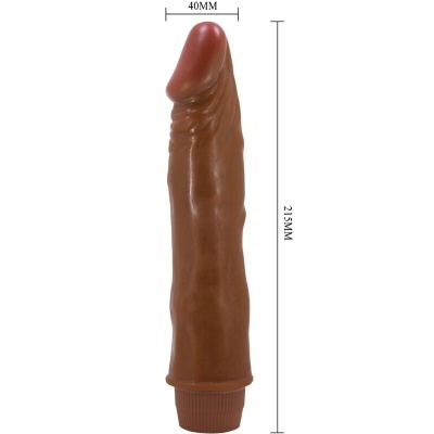 Dildo castanho com ponta avermelhada e base de rosca, medidas 215MMx40MM