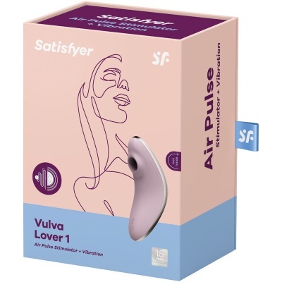 Embalagem de estimulador Air Pulse Vulva Lover 1 da Satisfyer, rosa e azul