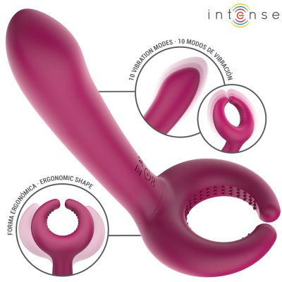 Vibrador em silicone cor vinho com anel aberto para estímulo