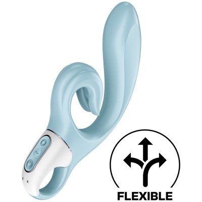Vibrador flexível azul claro com controlo e símbolo flexible