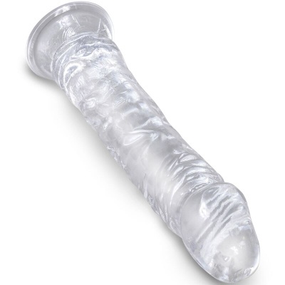 Dildo transparente com textura rugosa e detalhes venosos
