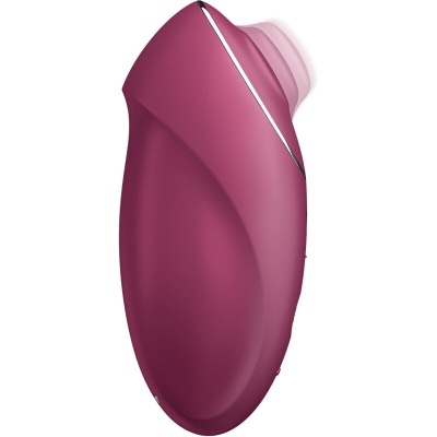 Dispositivo ergonómico rosa escuro com silicone translúcido e linha prateada
