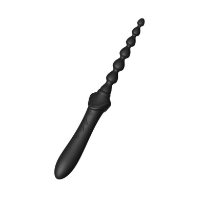 Dispositivo preto de silicone com formato esférico e alongado