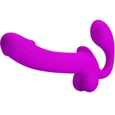 Brinquedo sexual roxo com formato anatómico e duas estruturas curvas