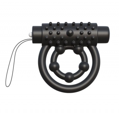 anel preto texturizado em silicone com tubo e alça