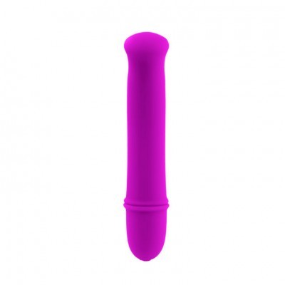 Vibrador vermelho cilíndrico em silicone com fundo branco