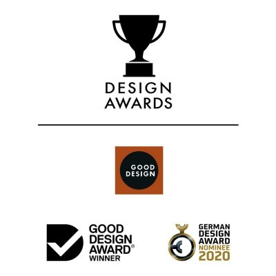 Distintivos e selos de prémios de design em fundo branco