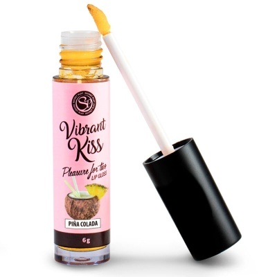 Brilho labial Vibrant Kiss Piña Colada com aplicador aberto