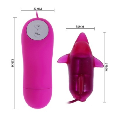 Dispositivo vibrador cor-de-rosa com controle remoto e formato de golfinho