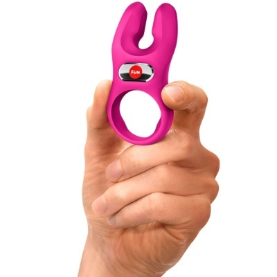 anel vibratório rosa silicone com botão FUN
