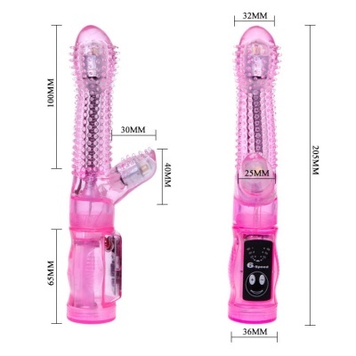 Vibrador rosa de gel silicone com texturas e painel de controle digital