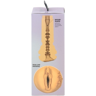 Embalagem de manga para brinquedo adulto em cor pele com texto