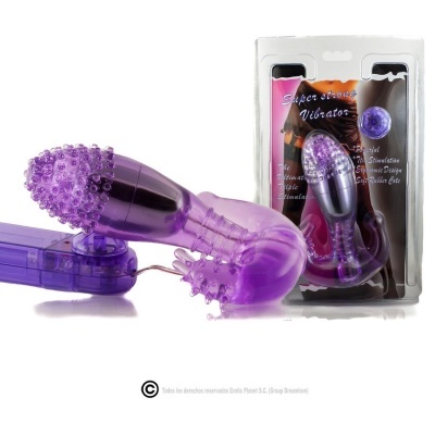 Vibrador roxo texturizado com embalagem de plástico