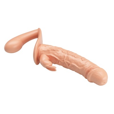 Dildo realista cor de pele com base e estimulador adicional
